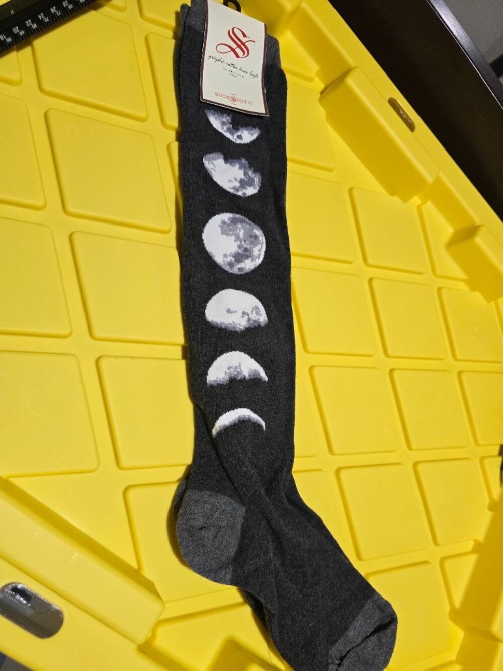 Socksmith Womens Moon Phase Knee High Socks Heather Charcoal Grey Astronomy NWT